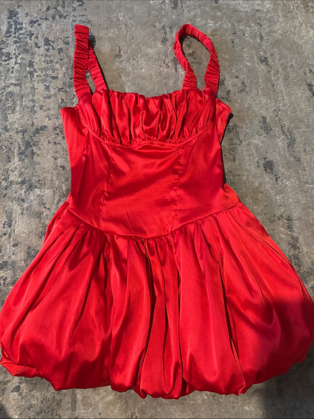 SHEIN Red Satin Mini Dress with Ruched Straps